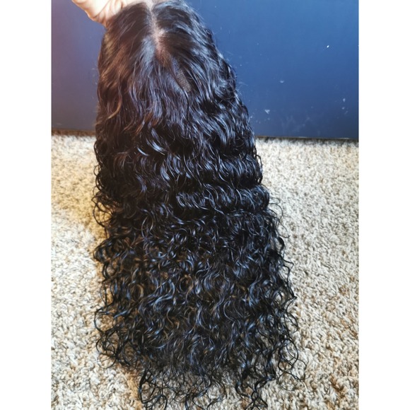 New 16 Ashimary Human Hair Invisi-Strap Water Wave 360 Lace Frontal Wig 1B